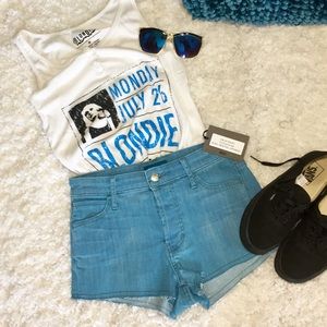 Koral Cutoff Jean Shorts Teal Small NWT